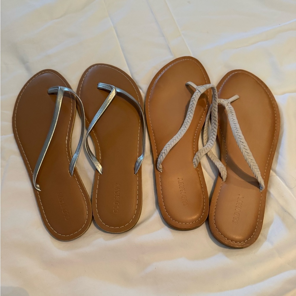 Old Navy Brown & Silver Sandals – Women’s Casual Summer Shoes - TWO